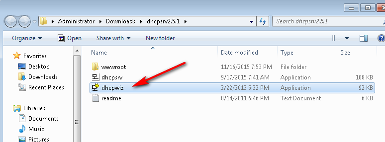 dhcp server on windows 7